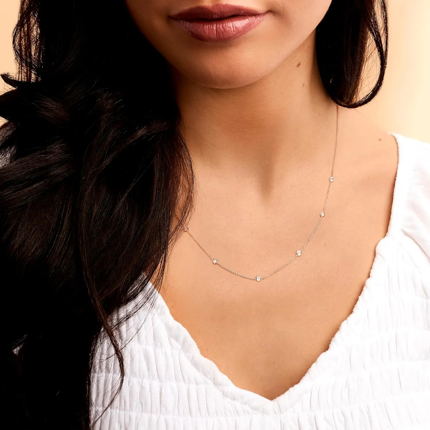 RS Pure by Ross-Simons 0.20 ct. t.w. Diamond Station Necklace in 14kt Rose Gold