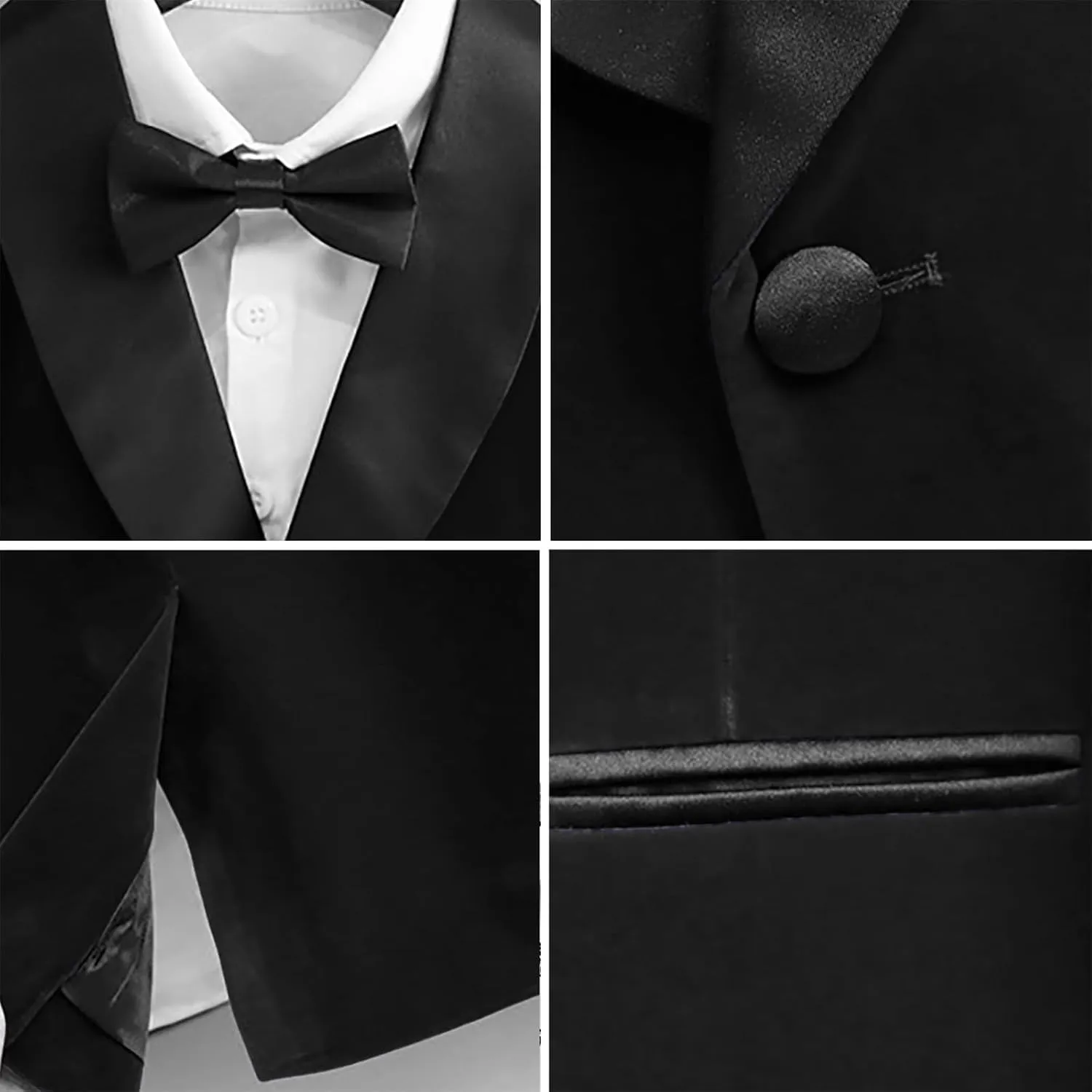 SANGTREE Boys Shawl Tuxedo Suit Velvet Set Gentleman Wedding Outfit, 3 Months - 14 Years
