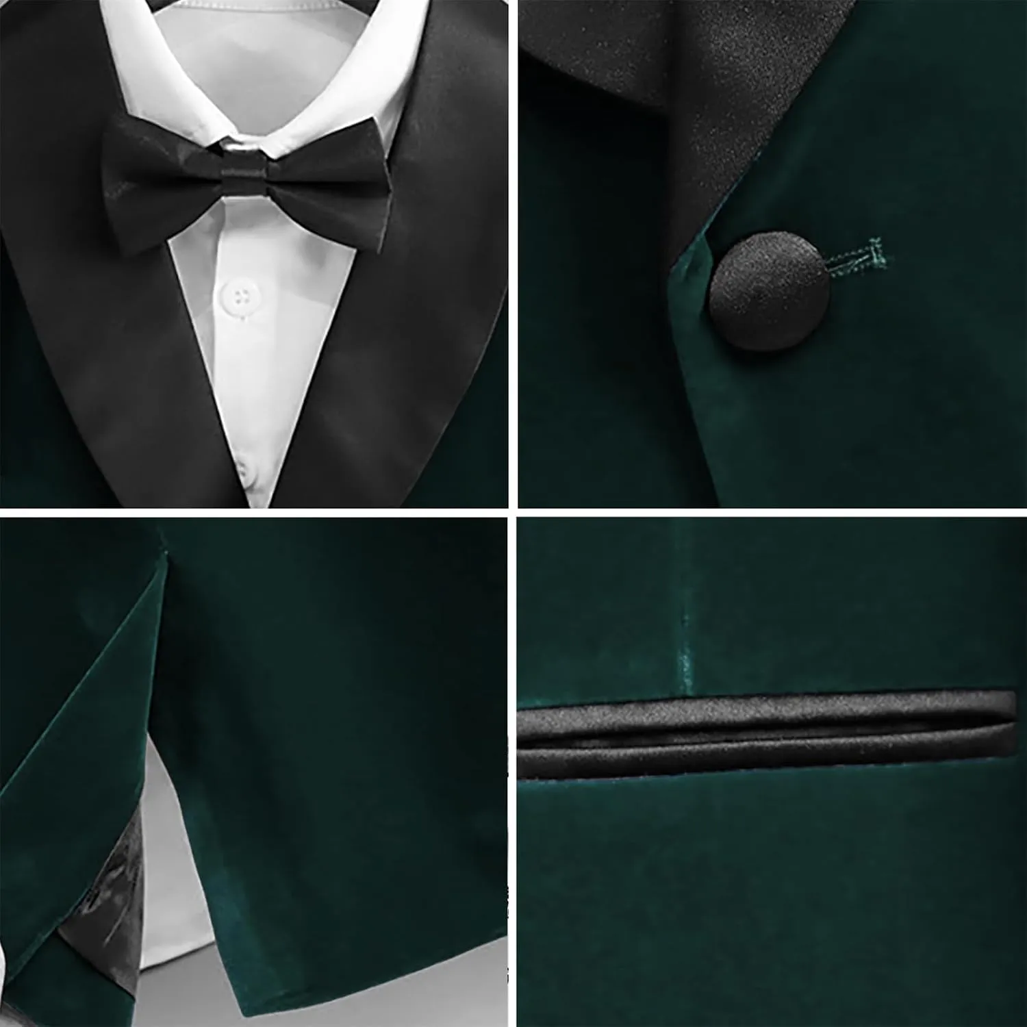 SANGTREE Boys Shawl Tuxedo Suit Velvet Set Gentleman Wedding Outfit, 3 Months - 14 Years