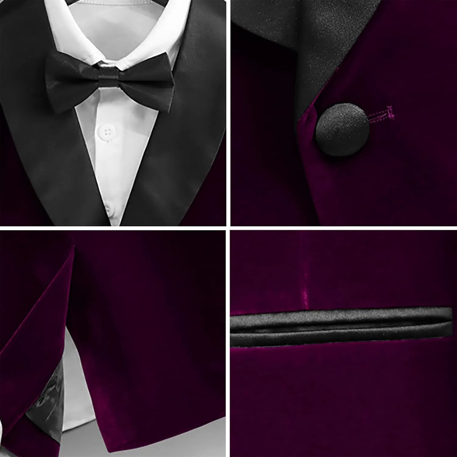 SANGTREE Boys Shawl Tuxedo Suit Velvet Set Gentleman Wedding Outfit, 3 Months - 14 Years
