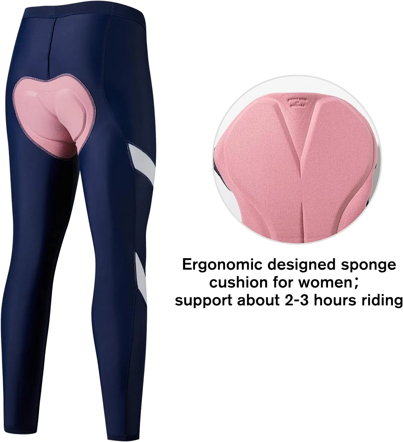 Santic Women's Bike Pants 4D Padded Cycling Tights High Waisted Bicycle Trousers with Pockets Biking Apparel UPF 50 