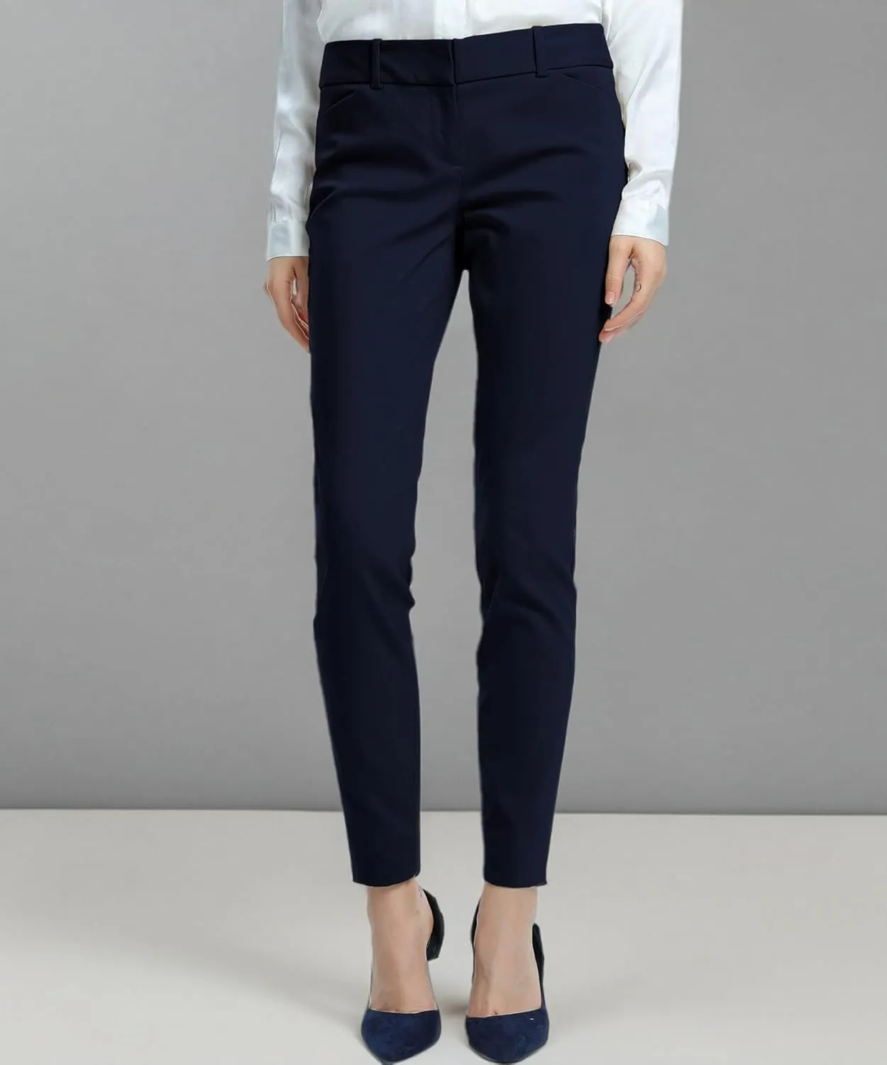 SATINATO Women's Straight Pants Stretch Slim Skinny Solid Trousers Casual Business Office