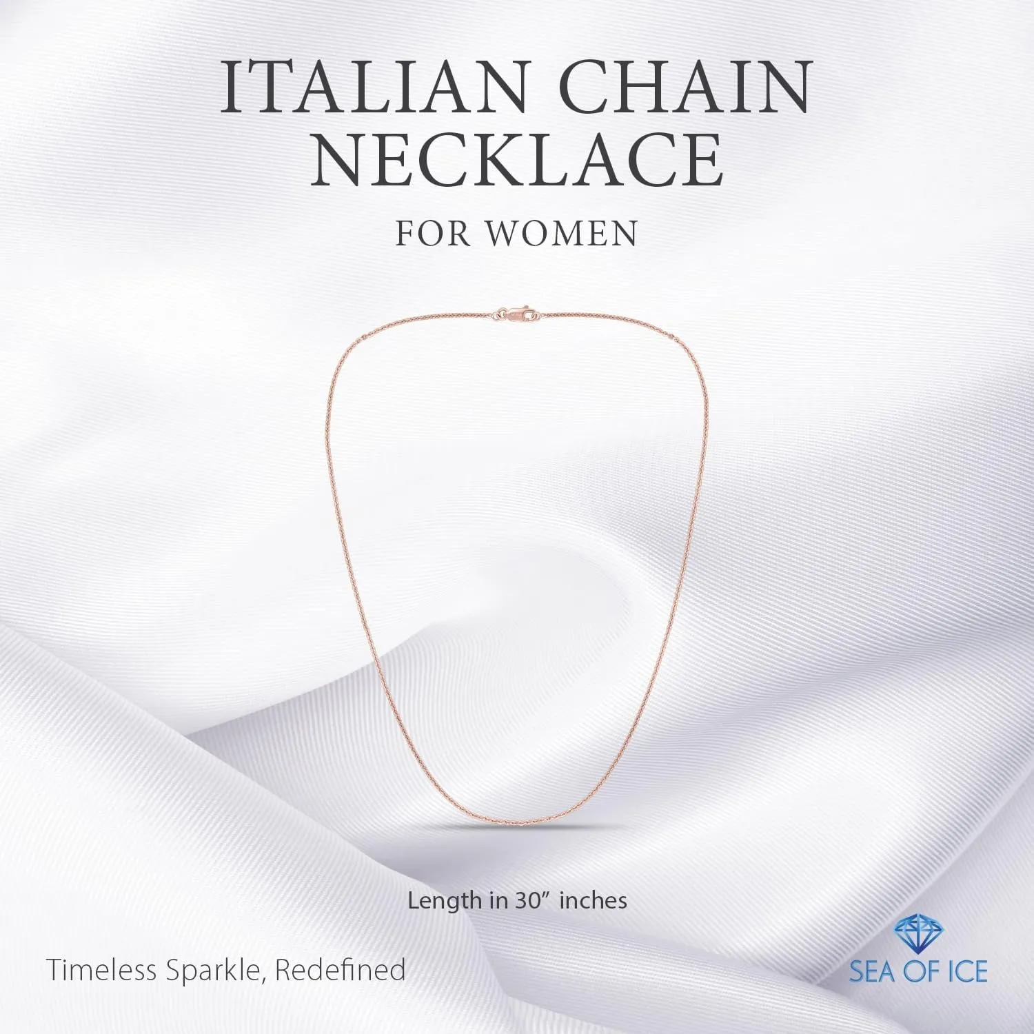 SEA OF ICE Sparkle Paillette Italian Chain Necklace Silver Chain Necklace for Women and Men  925 Sterling Silver ring Clasp Jewelry Chain  Multisize Silver Chain Unisex