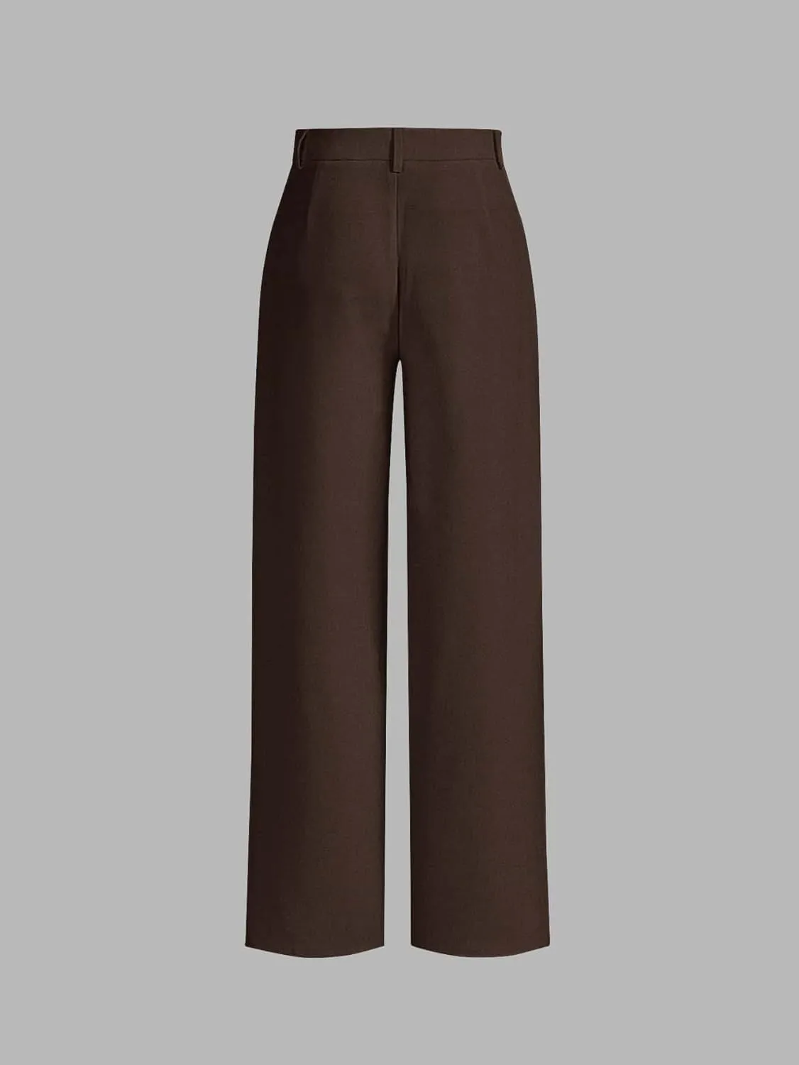 SECOLI Women's Straight Wide Leg Trousers Pants Coffee Brown Casual High Waist Straight Leg Pants