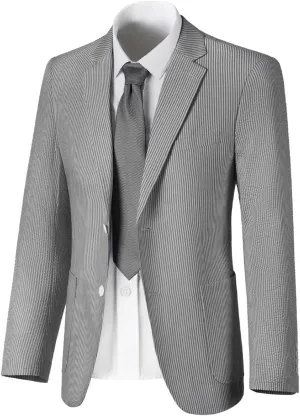 Seersucker Mens Suit Jacket Slim Fit Casual Blazer Summer Sport Coats Wedding Suits Jackets Prom Tuxedo Blazers