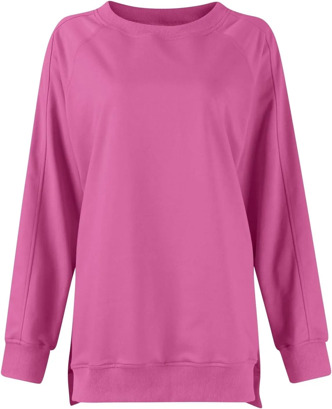 slqdgmryz Crewneck Sweatshirts Women Side Split Oversized Sweatshirt No Hood Crew Neck Y2k Hoodie Long Sleeve Tunic Pullover