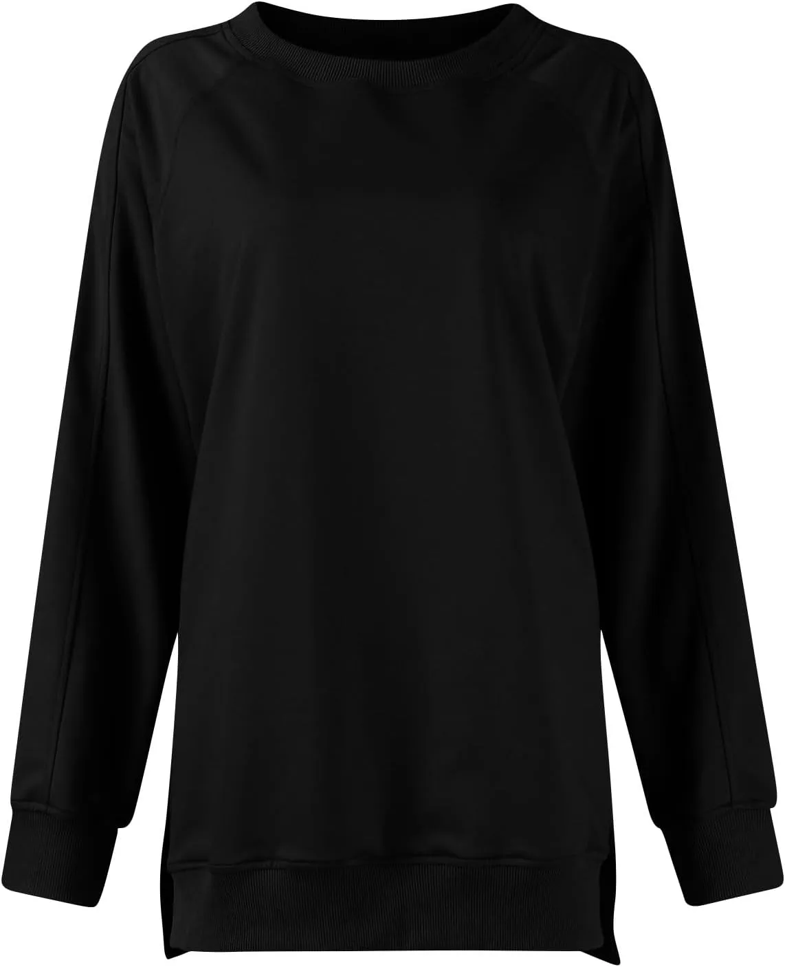 slqdgmryz Crewneck Sweatshirts Women Side Split Oversized Sweatshirt No Hood Crew Neck Y2k Hoodie Long Sleeve Tunic Pullover