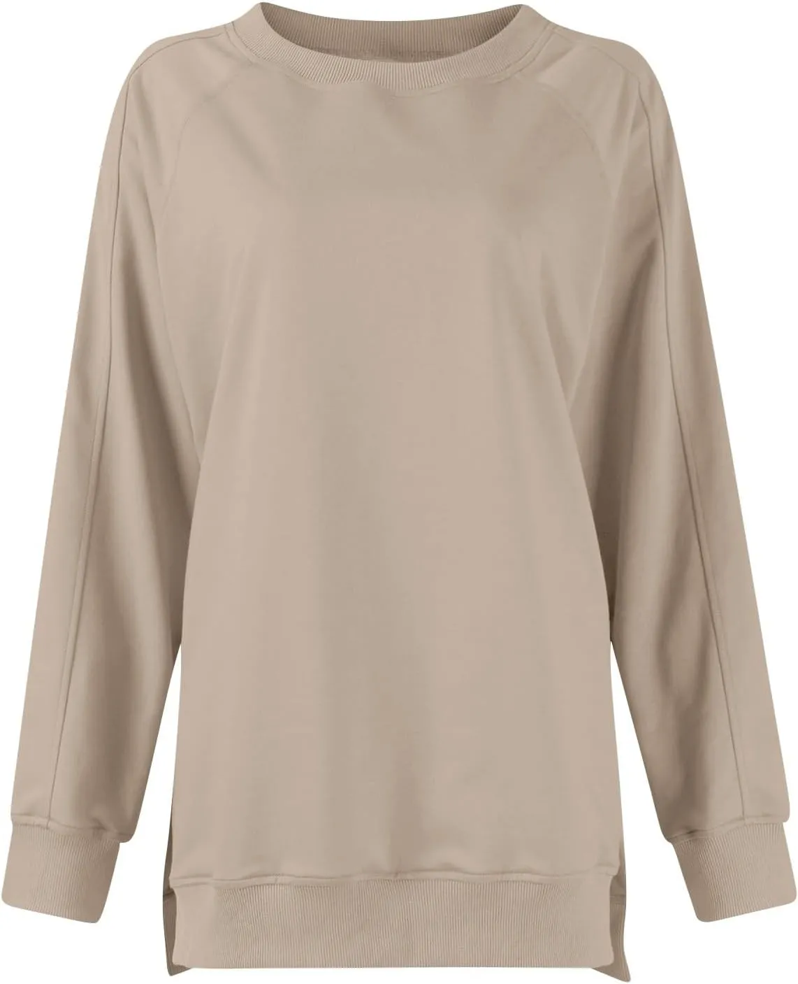 slqdgmryz Crewneck Sweatshirts Women Side Split Oversized Sweatshirt No Hood Crew Neck Y2k Hoodie Long Sleeve Tunic Pullover