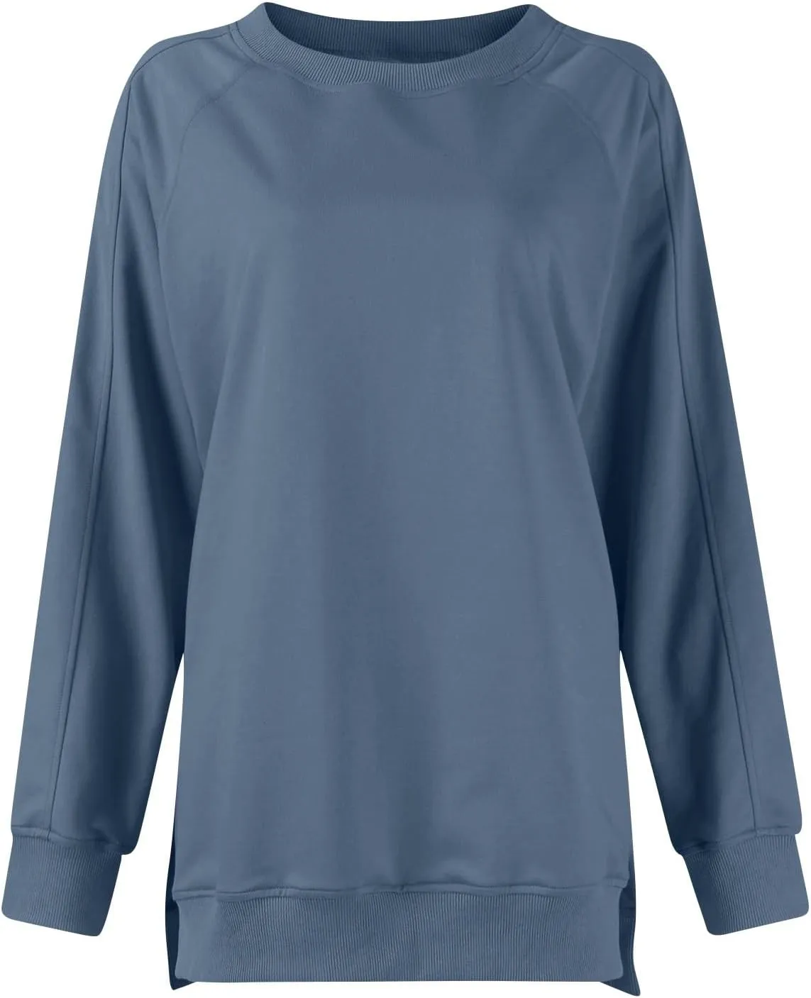slqdgmryz Crewneck Sweatshirts Women Side Split Oversized Sweatshirt No Hood Crew Neck Y2k Hoodie Long Sleeve Tunic Pullover