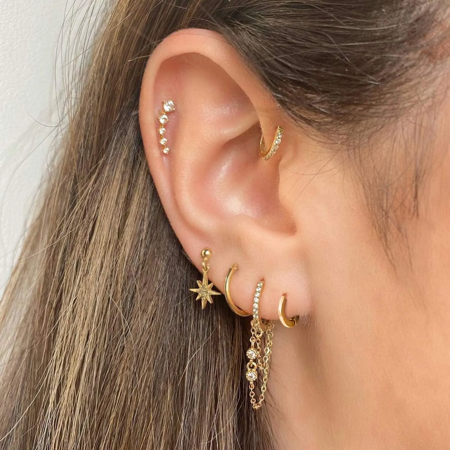 Small Gold Hoop Earrings for Women:14k Real Gold Plated Hypoallergenic Tiny Cartilage Huggie Ear Jewelry