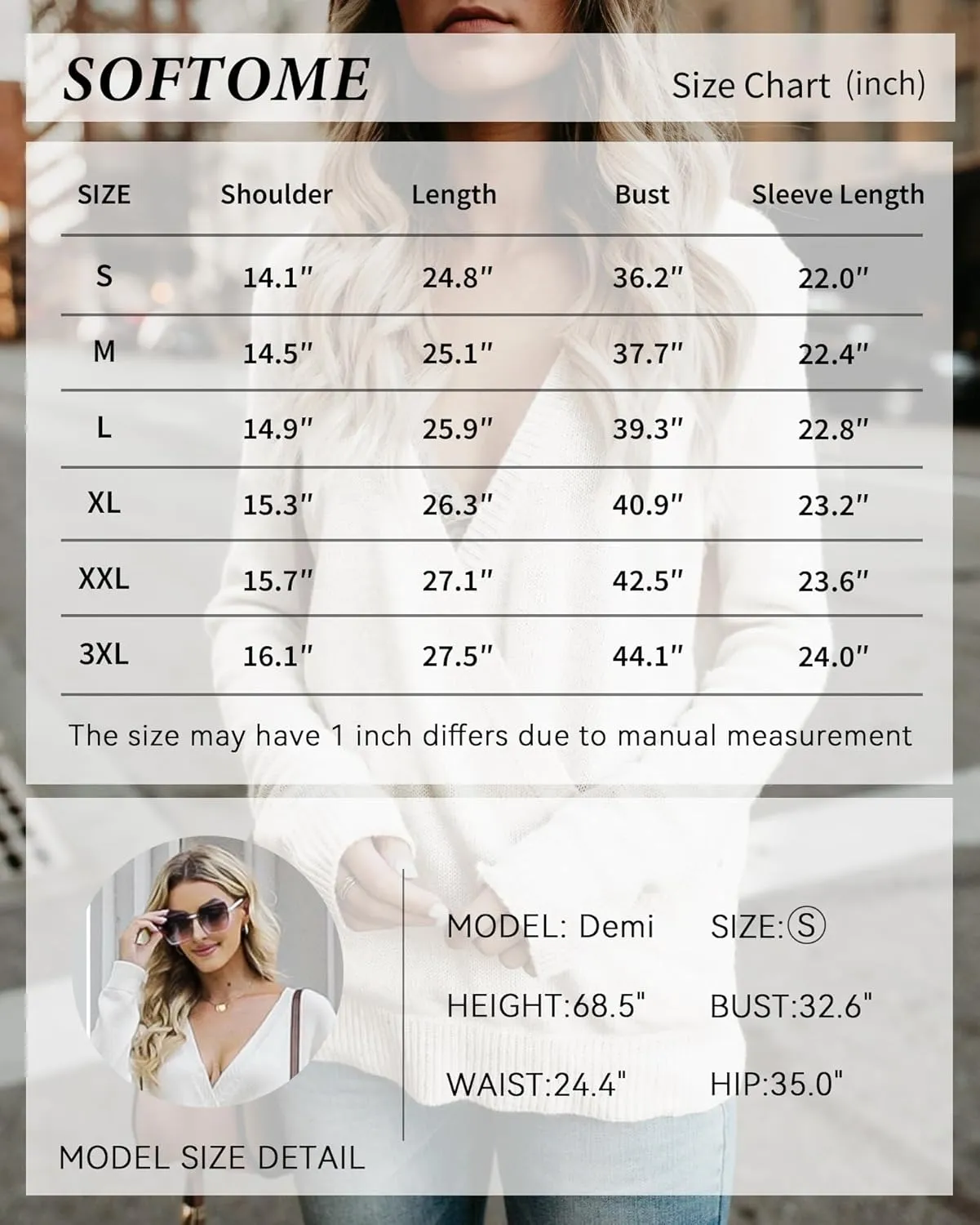 softome Womens 2025 Deep V-Neck Wrap Sweaters Long Sleeve Front Cross Loose Knitted Pullover Jumper Fall Winter Tops