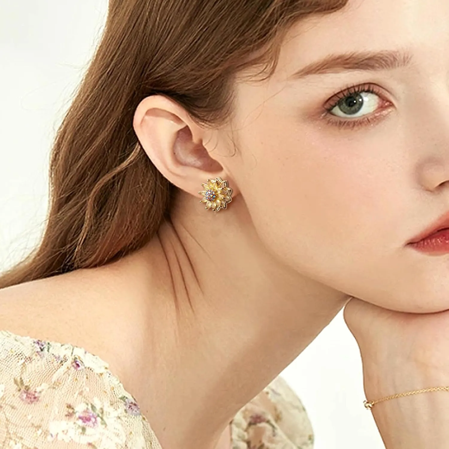 Sonateomber Gold Pearl Flower Snowflake Bow Stud Drop Tassel Prom Earrings for Women, Rhinestone Bow Sunflower Statement Fashion Jewelry Gift