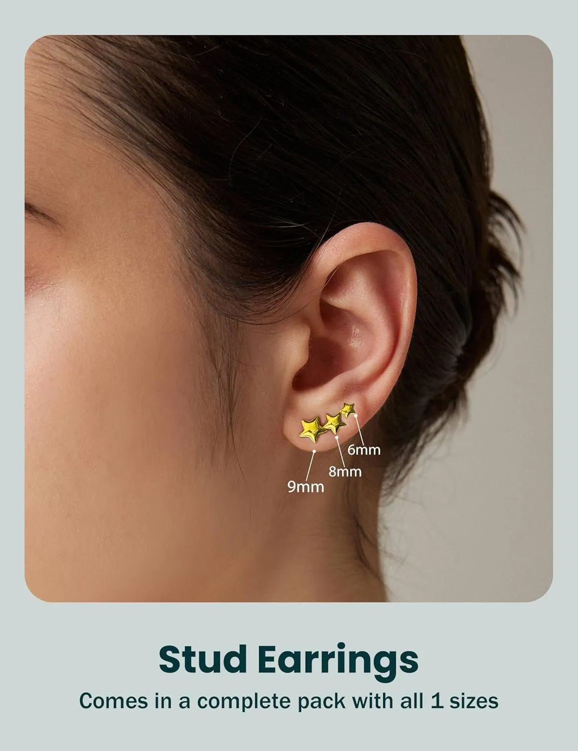 Star Earrings for Women Set 1 Pairs 316L Stainless Steel Hypoallergenic Earrings Star Climber Stud Earrings Set (Silver/Gold/Rose Gold)
