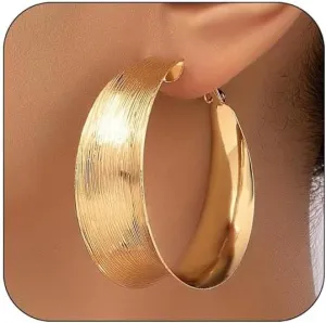 Statement Gold Flower Earrings - Large Metal Floral Drop Earrings - Hypoallergenic Stylish Statement Jewelry for Women