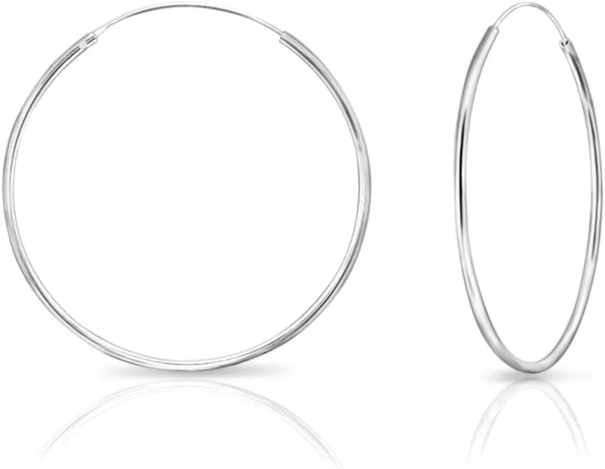 Sterling Silver Hoops Earrings Hypoallergenic - Silver Hoop Earrings Men - Large Hoops for Women - Sleeper Earings - Cartilage - Helix - Nose Ring - Huggie Hoop