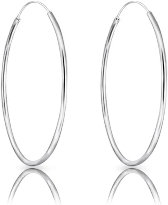 Sterling Silver Hoops Earrings Hypoallergenic - Silver Hoop Earrings Men - Large Hoops for Women - Sleeper Earings - Cartilage - Helix - Nose Ring - Huggie Hoop