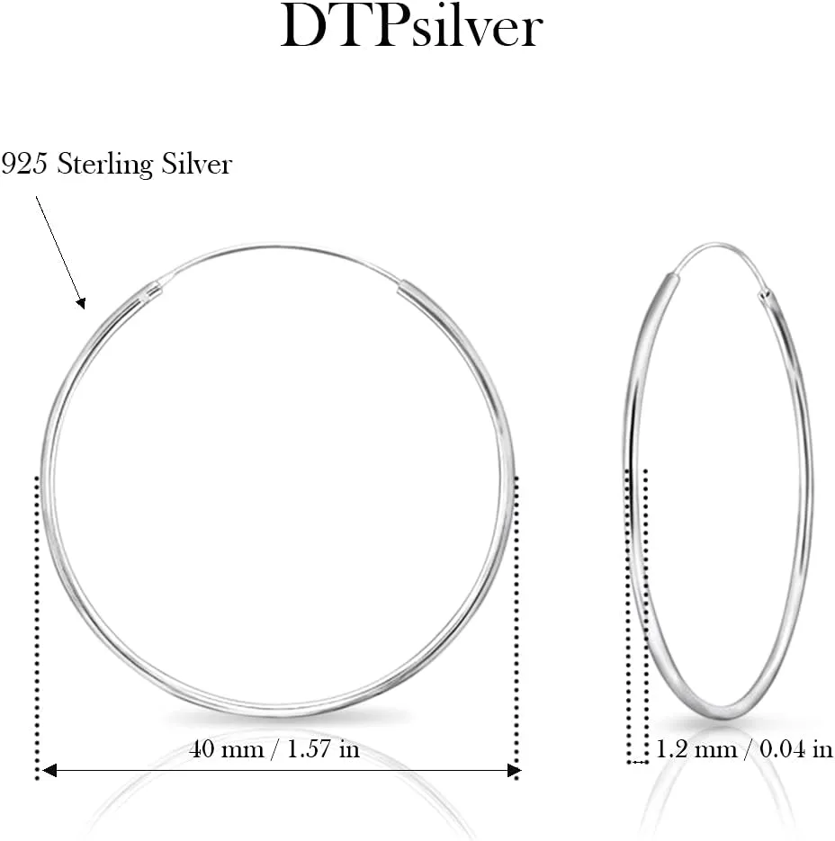 Sterling Silver Hoops Earrings Hypoallergenic - Silver Hoop Earrings Men - Large Hoops for Women - Sleeper Earings - Cartilage - Helix - Nose Ring - Huggie Hoop