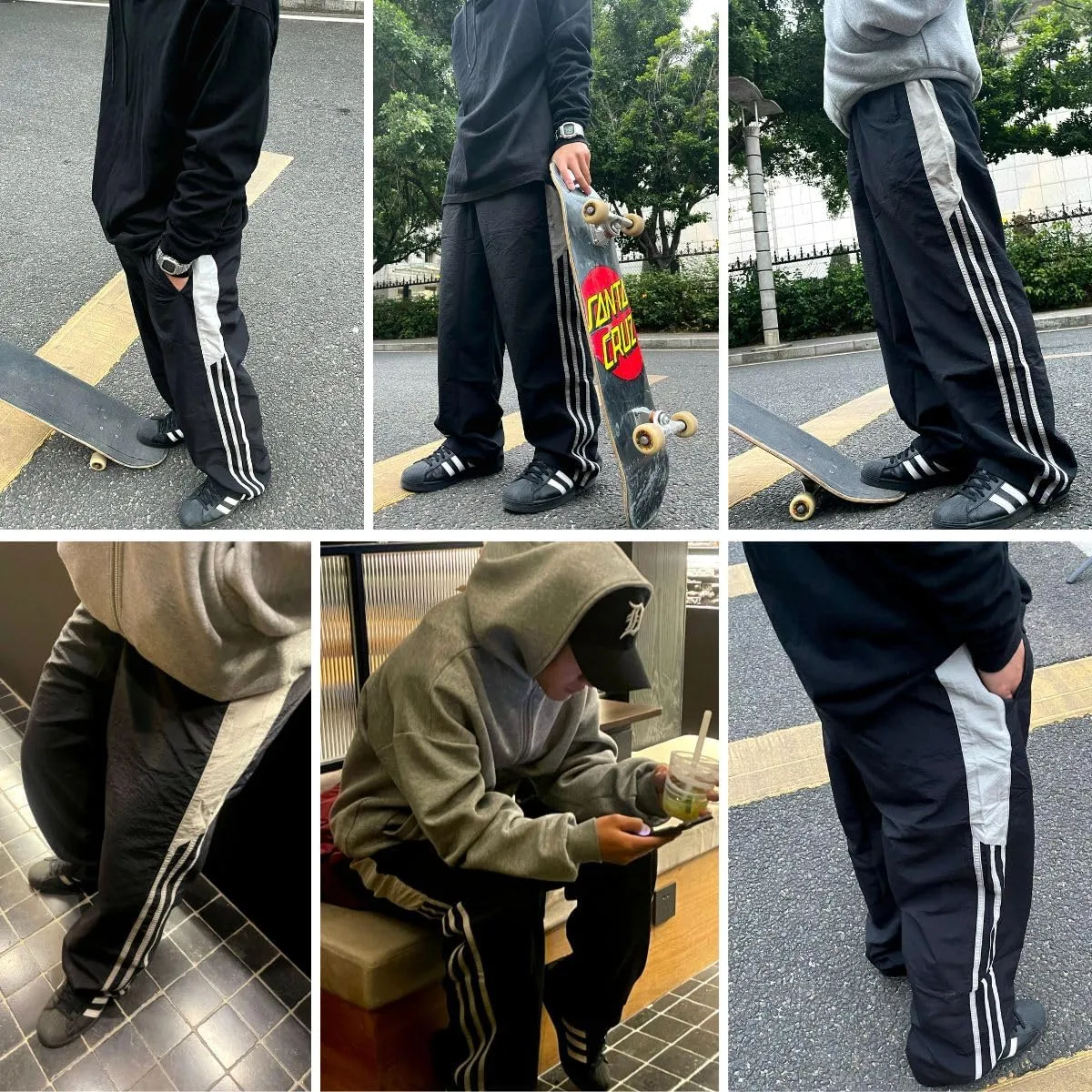Stripes Track Pants Women Y2k Parachute Pants Mens Baggy Wide Leg Sweatpants Cargo Jogger Pants