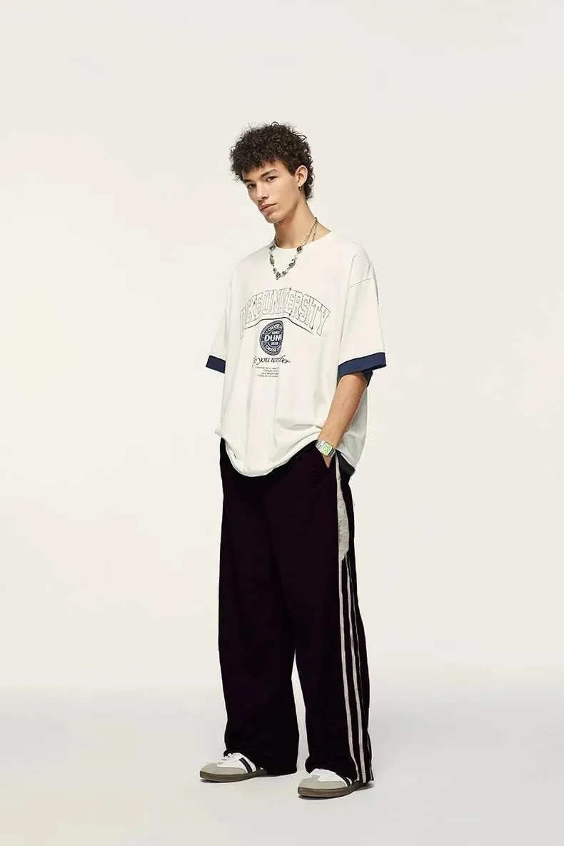 Stripes Track Pants Women Y2k Parachute Pants Mens Baggy Wide Leg Sweatpants Cargo Jogger Pants