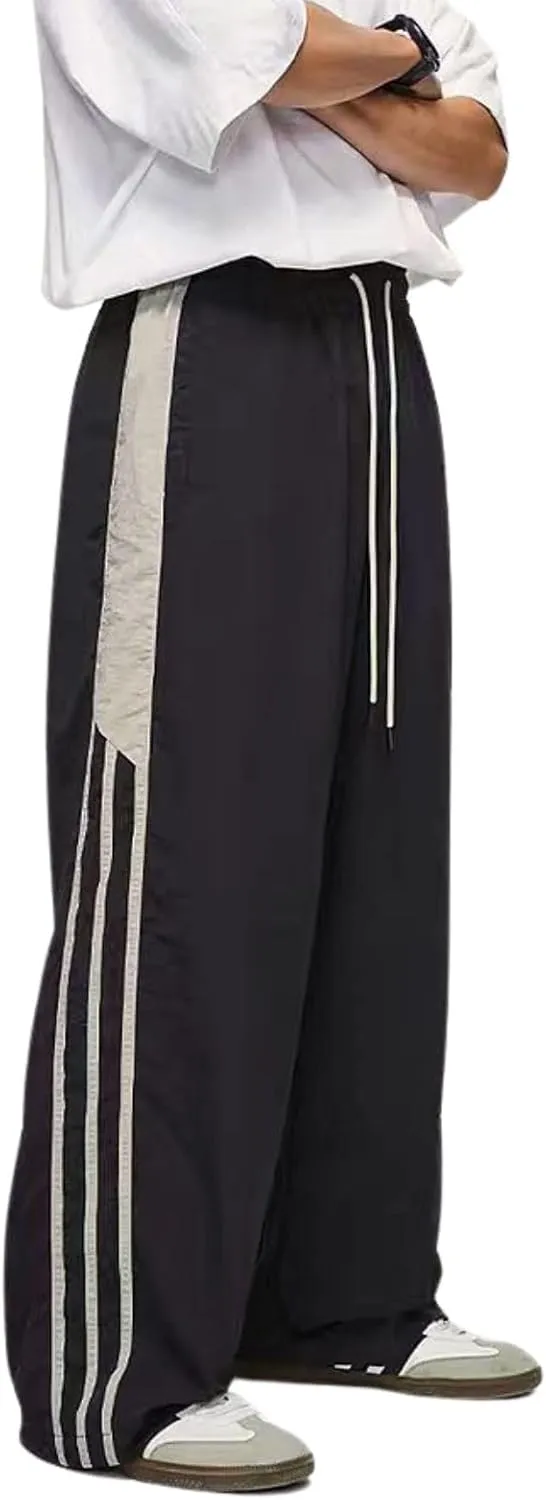 Stripes Track Pants Women Y2k Parachute Pants Mens Baggy Wide Leg Sweatpants Cargo Jogger Pants