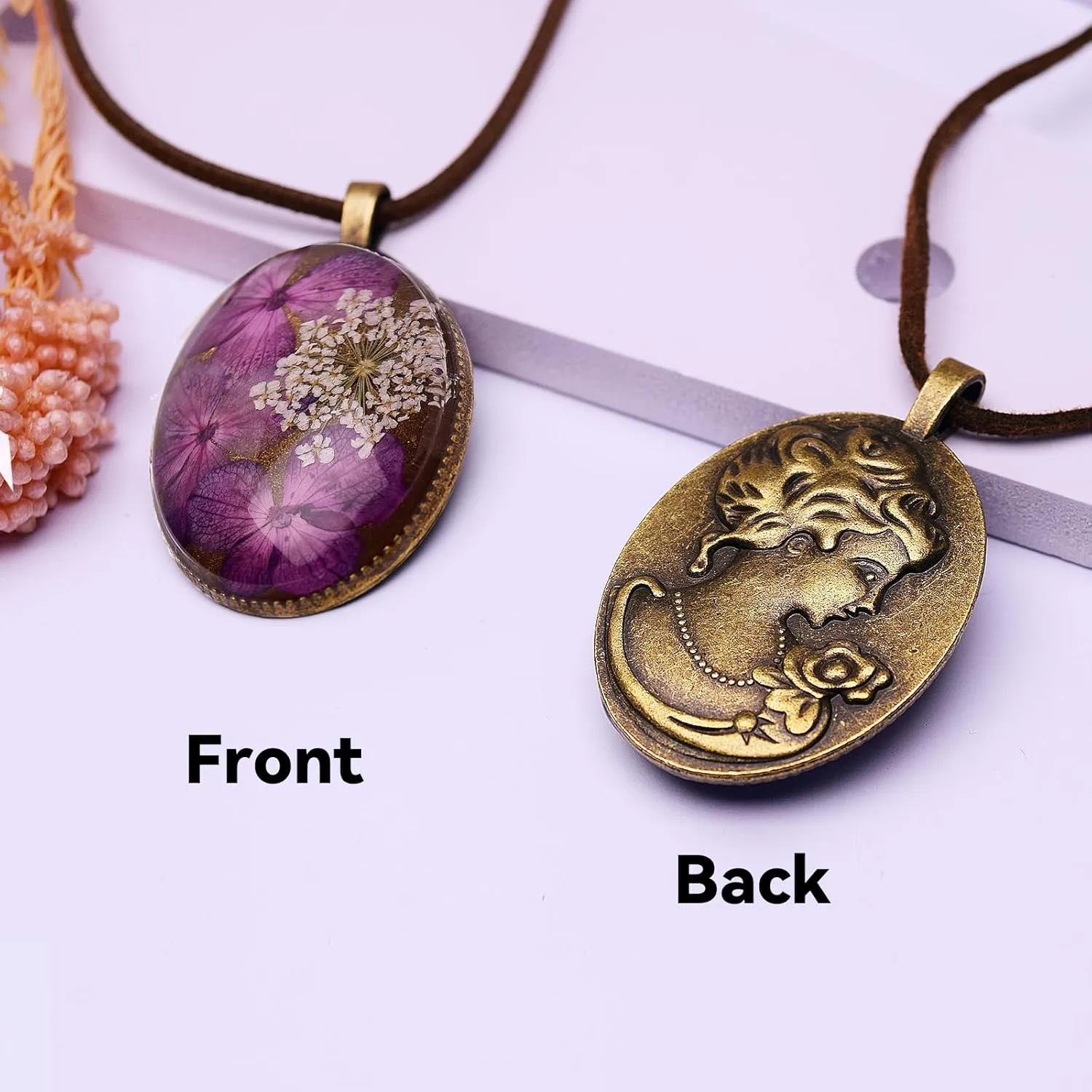 Sunflower Necklace for Women - Vintage Pendant Necklace Resin Necklace Handmade Pressed Flower Necklace for Girls Adjustable Jewelry Wedding Birthday Gifts