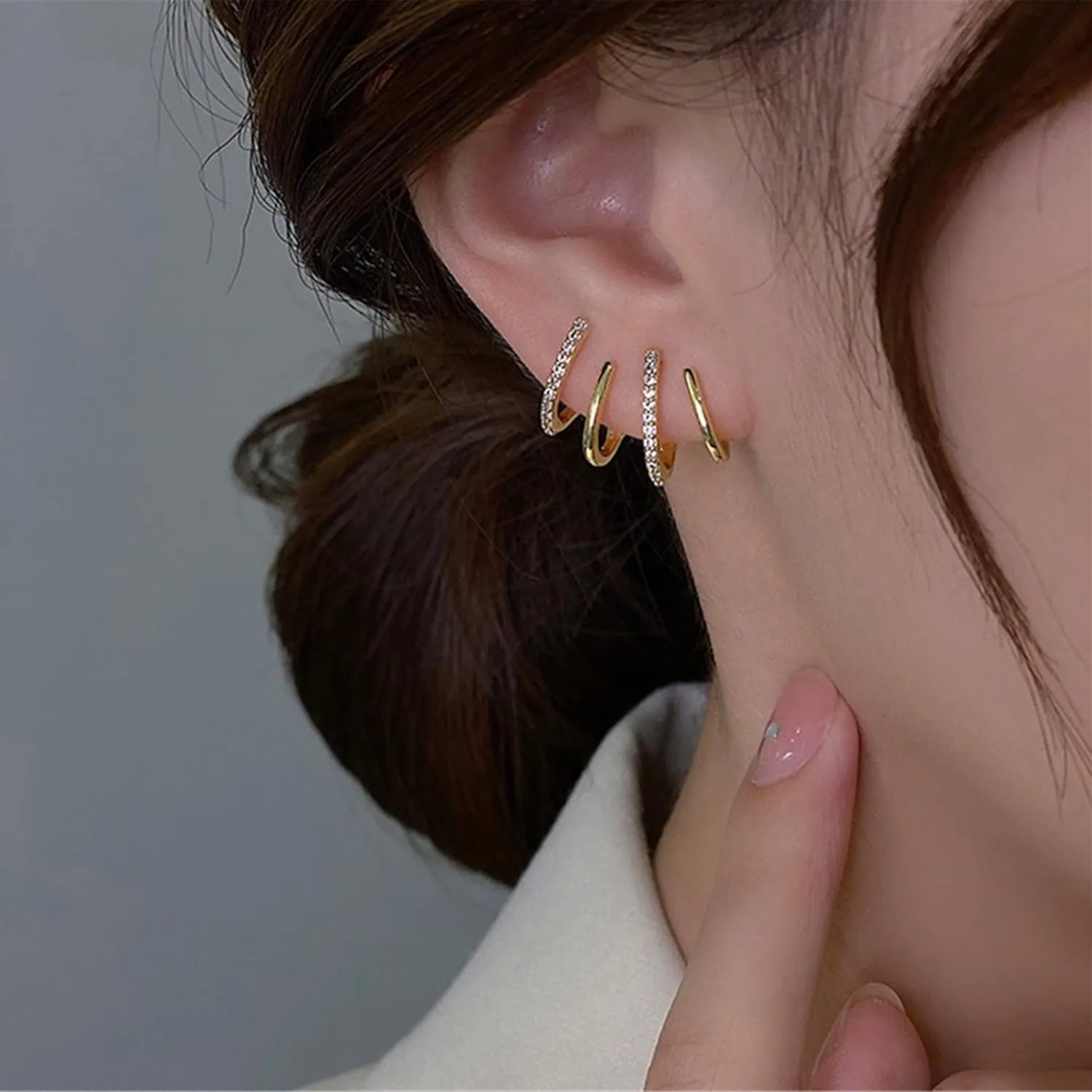 Tewiky Claw Earrings for Women, 14k Gold Plated/Sterling Silver Claw Earrings Cuff Hypoallergenic Ear Wrap Trendy Cubic Zirconia Warp Cuff Earrings
