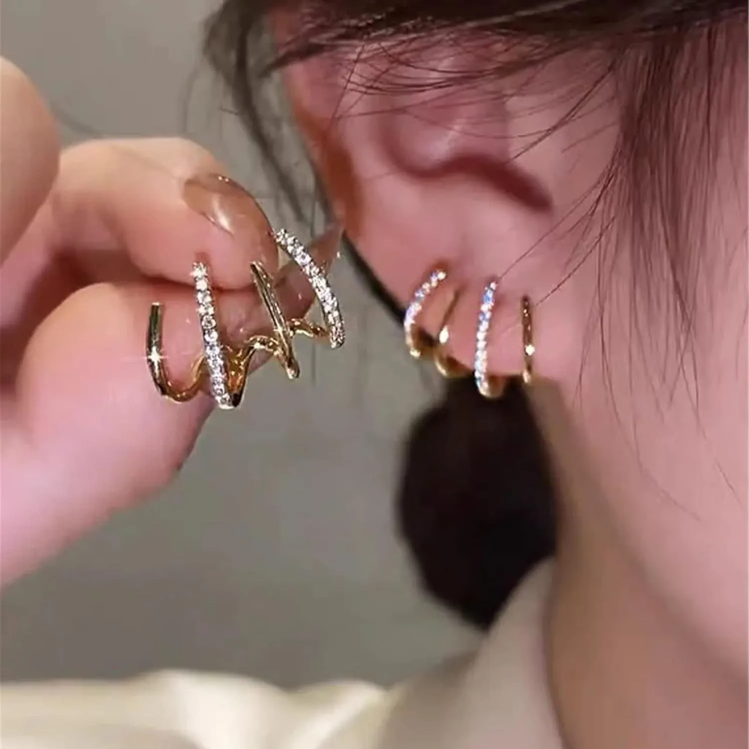 Tewiky Claw Earrings for Women, 14k Gold Plated/Sterling Silver Claw Earrings Cuff Hypoallergenic Ear Wrap Trendy Cubic Zirconia Warp Cuff Earrings