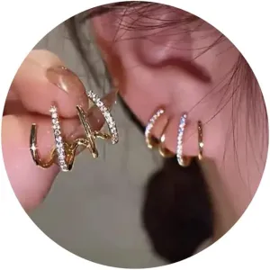 Tewiky Claw Earrings for Women, 14k Gold Plated/Sterling Silver Claw Earrings Cuff Hypoallergenic Ear Wrap Trendy Cubic Zirconia Warp Cuff Earrings