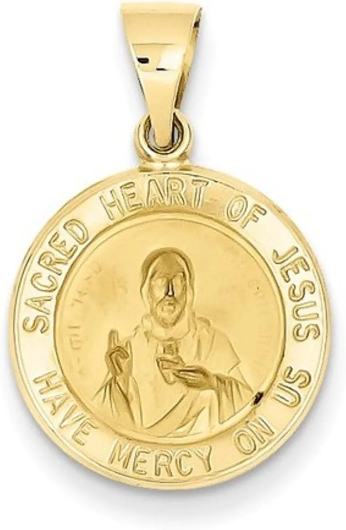 The Men's Jewelry Store (Unisex Jewelry) 14k Yellow Gold Sacred Heart of Jesus Medal Pendant (18x15MM)