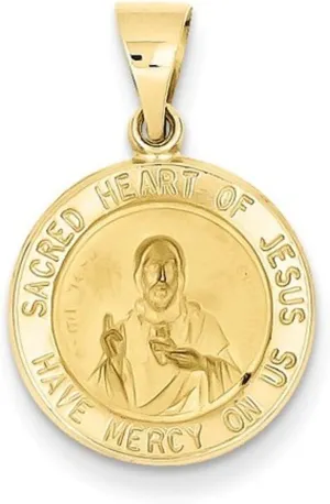 The Men's Jewelry Store (Unisex Jewelry) 14k Yellow Gold Sacred Heart of Jesus Medal Pendant (18x15MM)