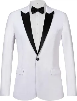 THWEI Mens Tuxedo Jacket One Button Blazer Dress Suit for Wedding Dinner Party