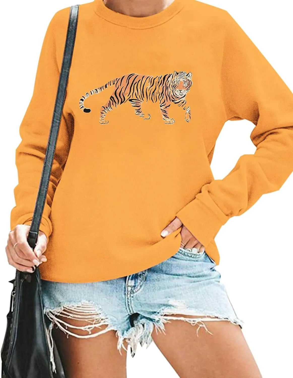 Tiger Sweatshirt Women Vintage Leopard Tiger Graphic Pullovers Animal Lover Long Sleeve Top Fall Casual Crewneck Shirt
