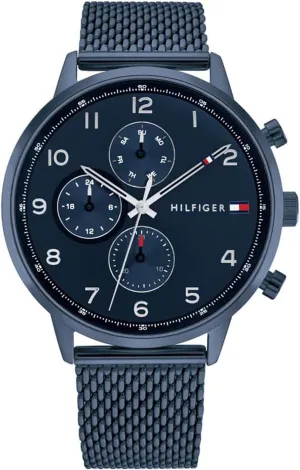 Tommy Hilfiger Men's Multifunction Stainless Steel and Mesh Bracelet Watch, Color: Navy (Model: 1791990)