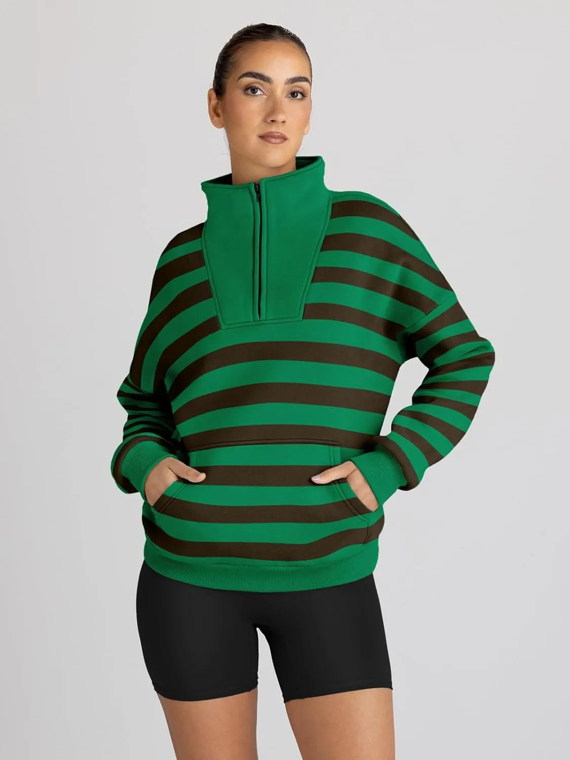 Trendy Queen Sweatshirts Quarter Half Zip Pullover Oversized Hoodies Sweaters Comfy Fall Outfits 2025 Y2K Winter Clothes