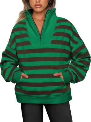 Trendy Queen Sweatshirts Quarter Half Zip Pullover Oversized Hoodies Sweaters Comfy Fall Outfits 2025 Y2K Winter Clothes