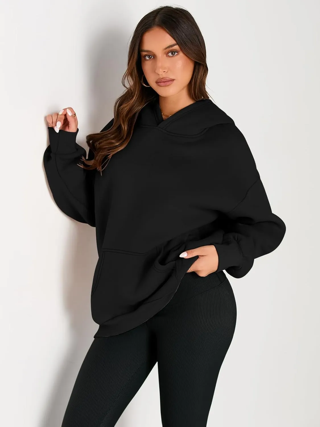 Trendy Queen Womens Oversized Hoodies Fleece Sweatshirts Sweaters Spring Outfits 2025 Pullover Fall Winter Clothes