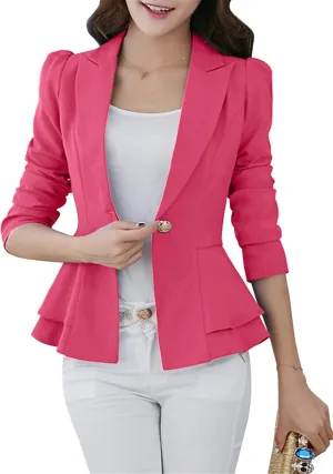 TYQQU Women's Work Office Button Down Blazer Business Loose Fit Long Sleeve Blazer