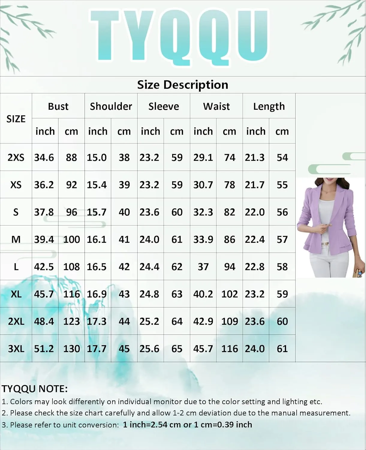 TYQQU Women's Work Office Button Down Blazer Business Loose Fit Long Sleeve Blazer