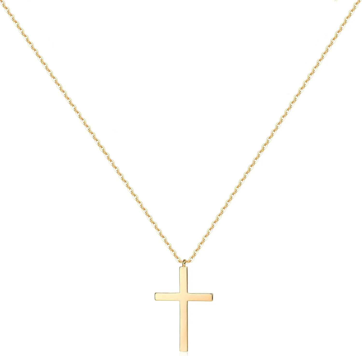 VACRONA Cross Pendant Necklace for Women, 14K Gold Plated Dainty Crucifix Pendant Necklace for Jewelry Gift