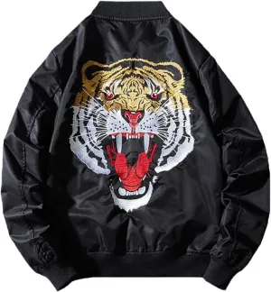 Winter Jacket Men Tiger Embroidery Cotton Padded Warm Pilot Coat Streetwear Ma-1 Jackets Baseball Clothing