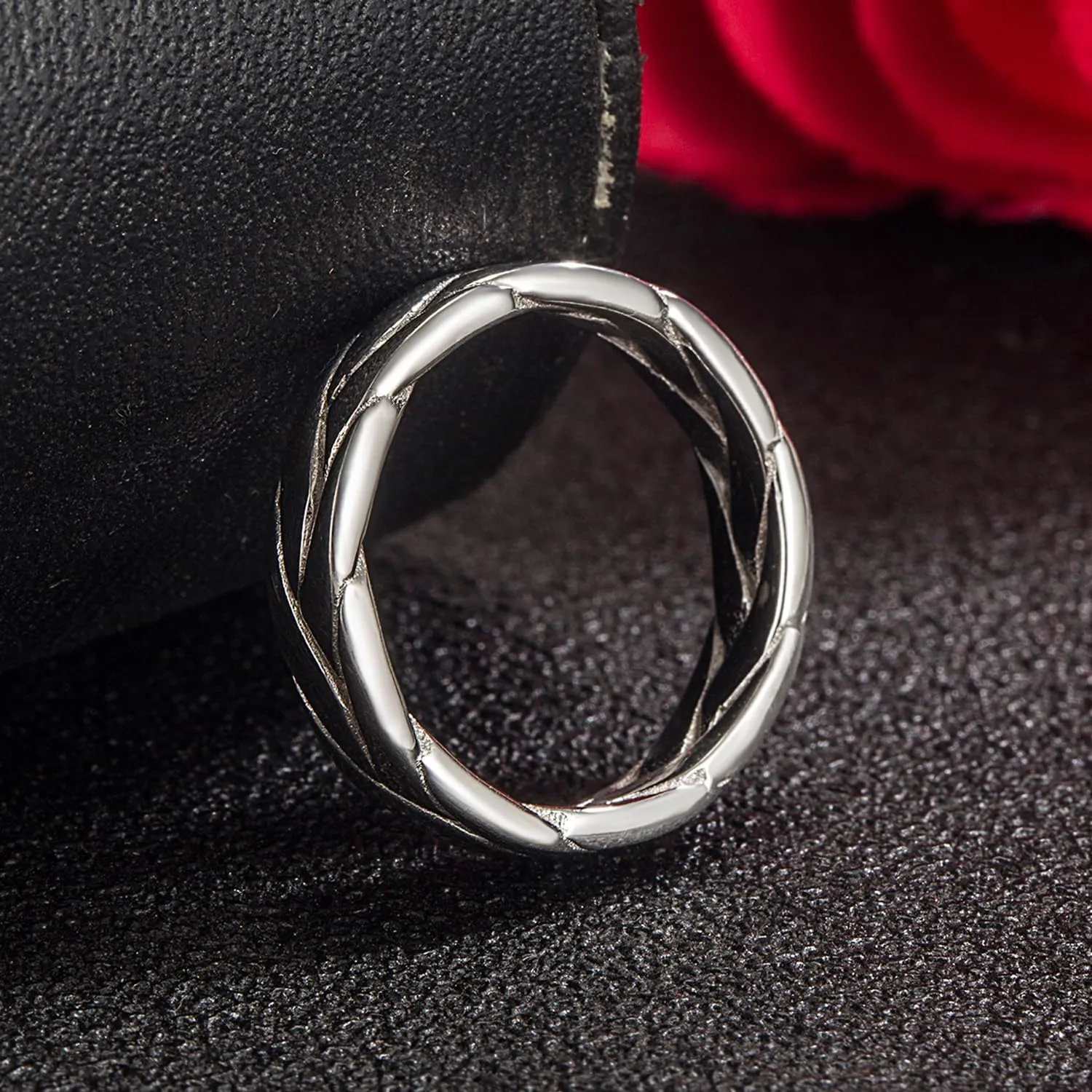Women & Men 925 Sterling Silver Stripe Ring - Fashion Simple 5 MM Ring 5-12# Couples Jewelry For Him Her Gift in a Pretty Gift Box