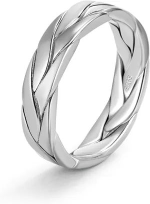 Women & Men 925 Sterling Silver Stripe Ring - Fashion Simple 5 MM Ring 5-12# Couples Jewelry For Him Her Gift in a Pretty Gift Box