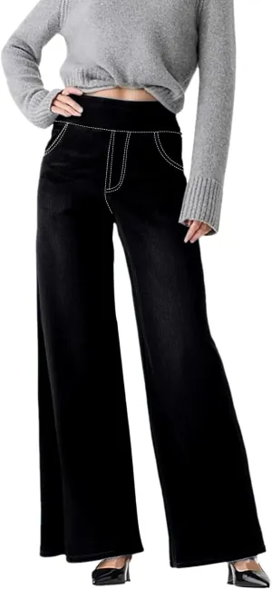 Women High Waisted Wide Leg Jeans Stylish Denim Pant for Party Wear Street Style Office Relax Fit Palazzo Casual Jean