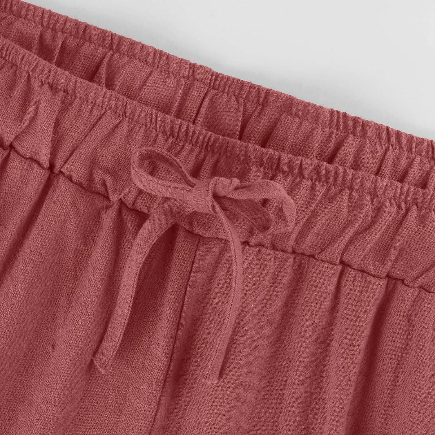 Women Summer Wide Leg Pants Drawstring Elastic High Waisted Lounge Pants Beach Casual Trousers with Pockets