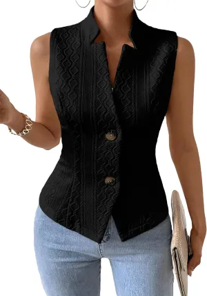 Women's 2025 Summer Sleeveless Vest Blazer Lightweight Casual Fully-Lined Slim Work Fashion Petite Elegant Tops