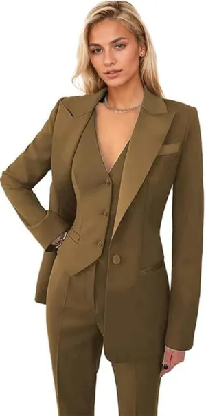 Women's 3 Pieces Pants Suit Office Lady Suit Blazer Vest Pants Business Suit Casual for Women Tuxedo Suits Set