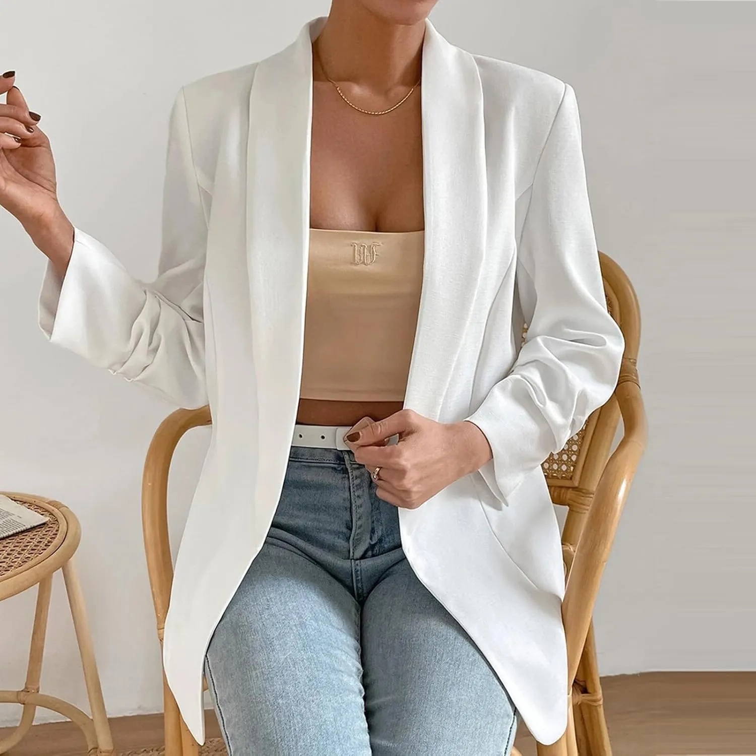 Women's Blazer Jackets Open Front Long Sleeve Lapel Jacket Suit Solid Colort Oversozed Work Office Blazers Outfits