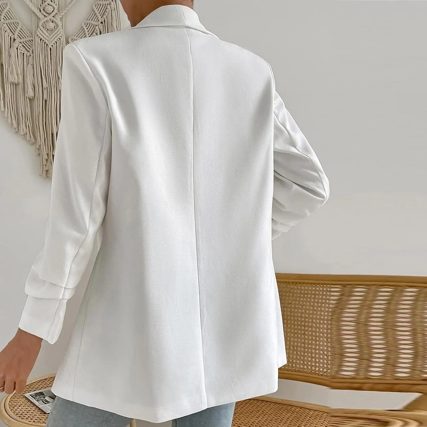 Women's Blazer Jackets Open Front Long Sleeve Lapel Jacket Suit Solid Colort Oversozed Work Office Blazers Outfits