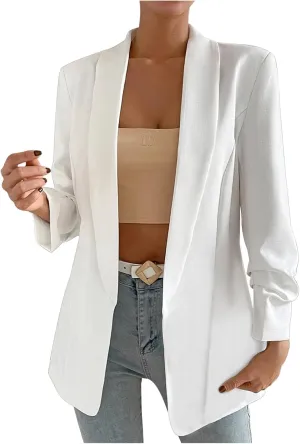 Women's Blazer Jackets Open Front Long Sleeve Lapel Jacket Suit Solid Colort Oversozed Work Office Blazers Outfits