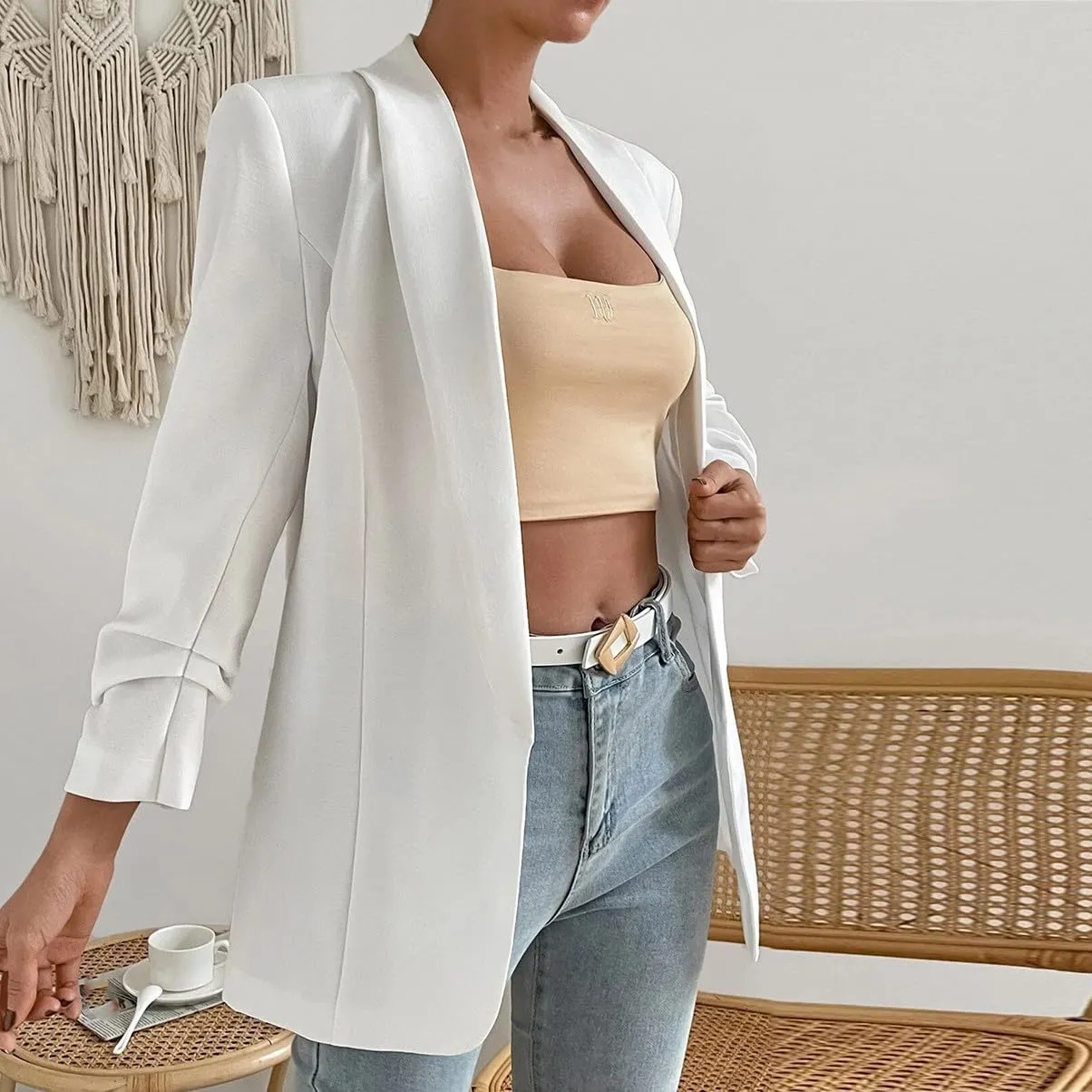 Women's Blazer Jackets Open Front Long Sleeve Lapel Jacket Suit Solid Colort Oversozed Work Office Blazers Outfits
